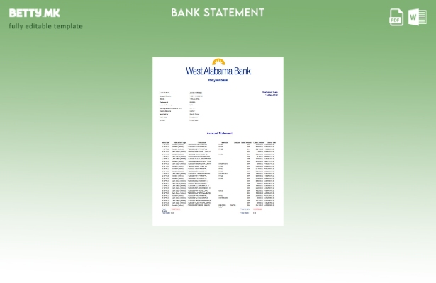 модерен стил Шаблон за збор за извод од банка во САД Западна Алабама